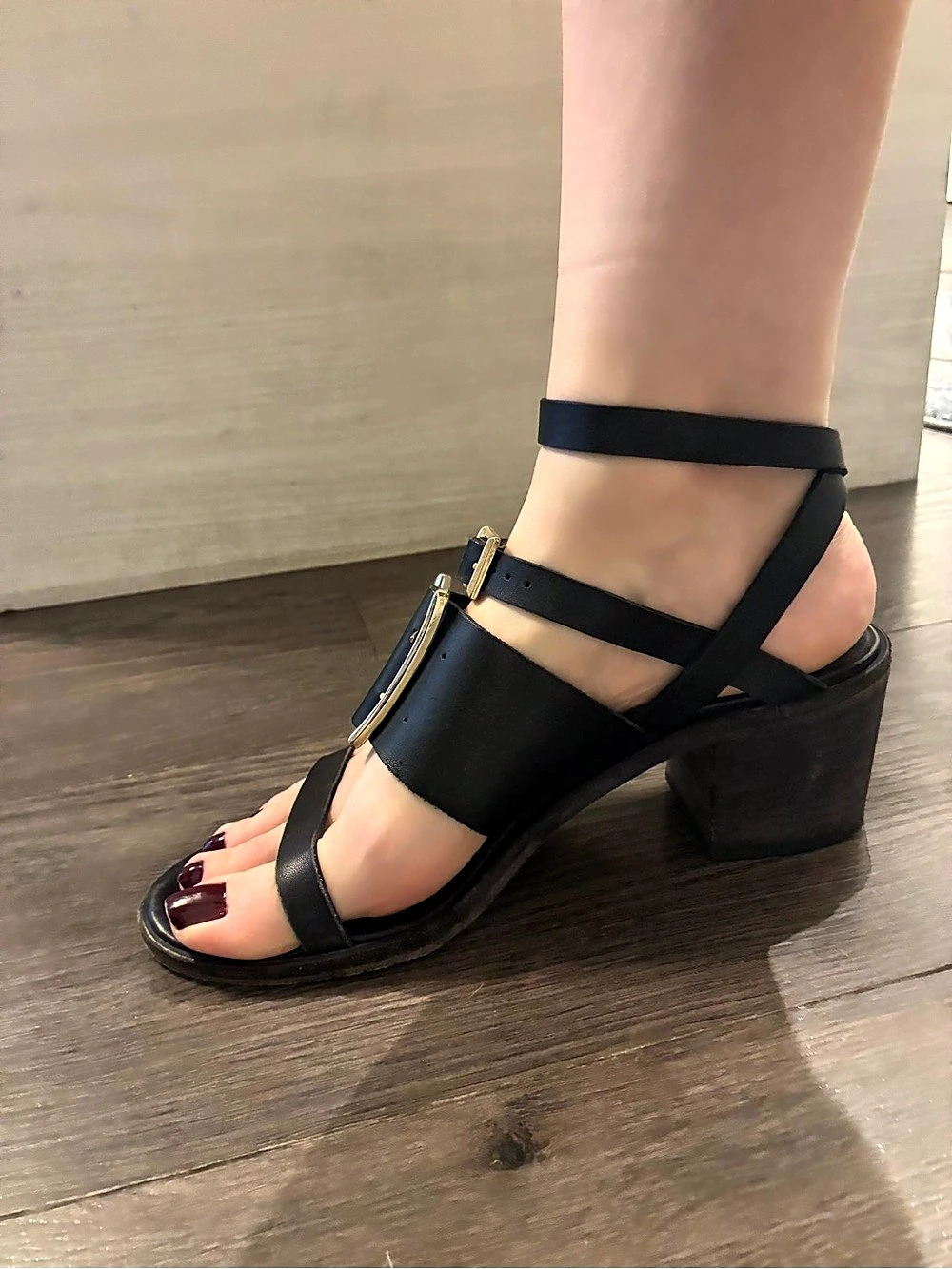 Bruno Magli Veronica Black Leather Heeled Sandals EU 37.5